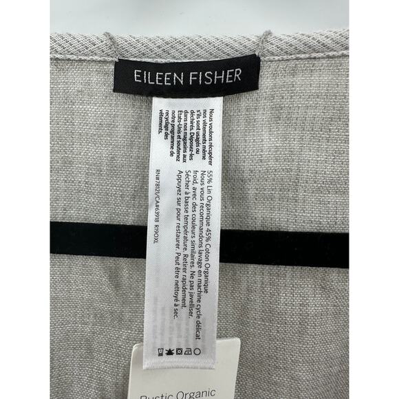Eileen Fisher NWT Rustic Organic Linen Cotton Lightweight Jacket Gray Sz Large - Picture 5 of 14